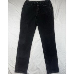 NO BOUNDARIES Black High‎ Waisted Button Fly Denim Jeans Womens Size 13
